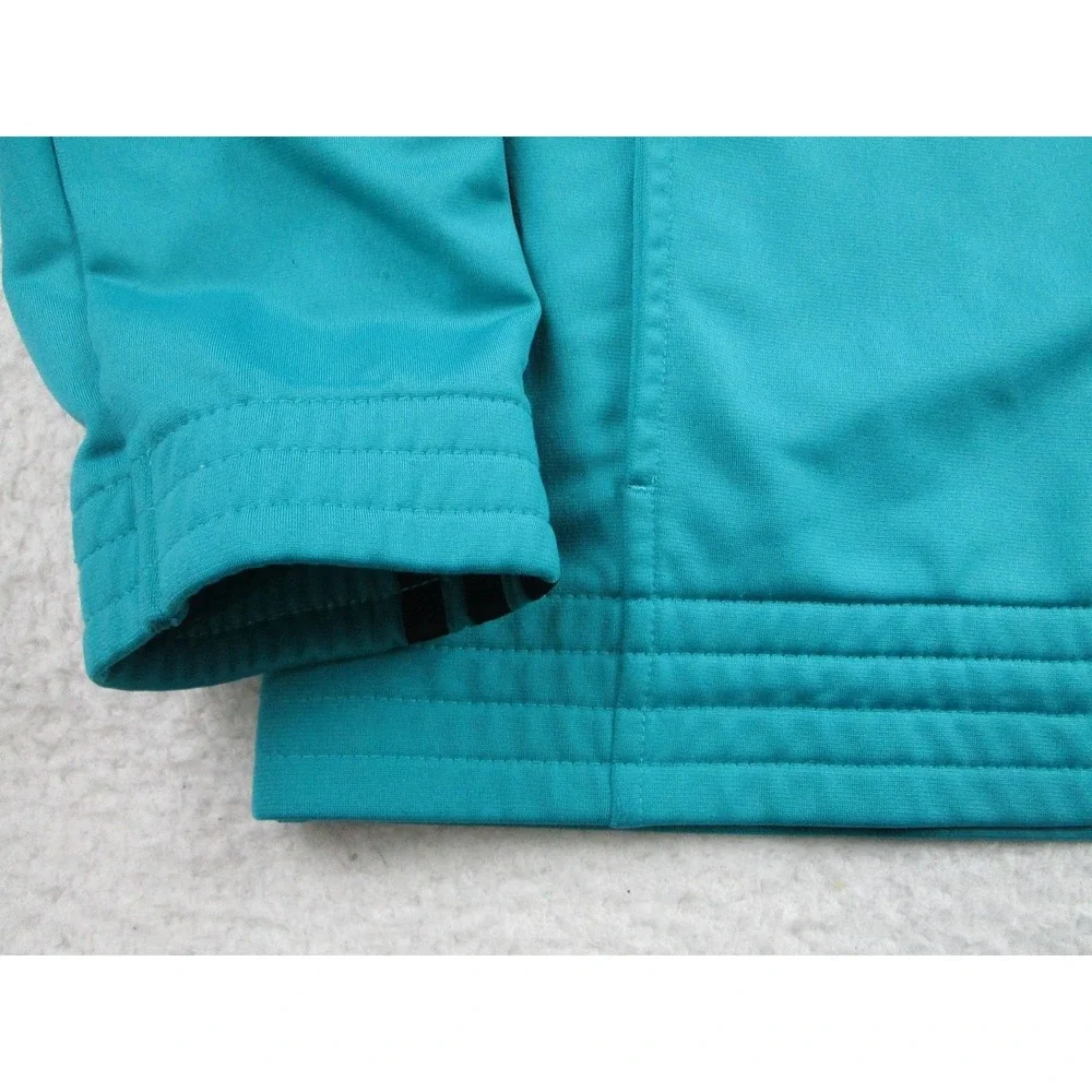Adidas Track Jacket Mens Large Teal Full Zip 3-Stripes Performance Mock‎ Neck